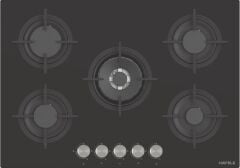 ORION Ocak gazlı 75cm 4G1W siyah cam