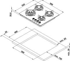 ORION II Ocak gazlı 60cm 3G1W gri cam