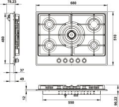 VINTAGE Ocak gazlı 70cm 4G1W krem/altın