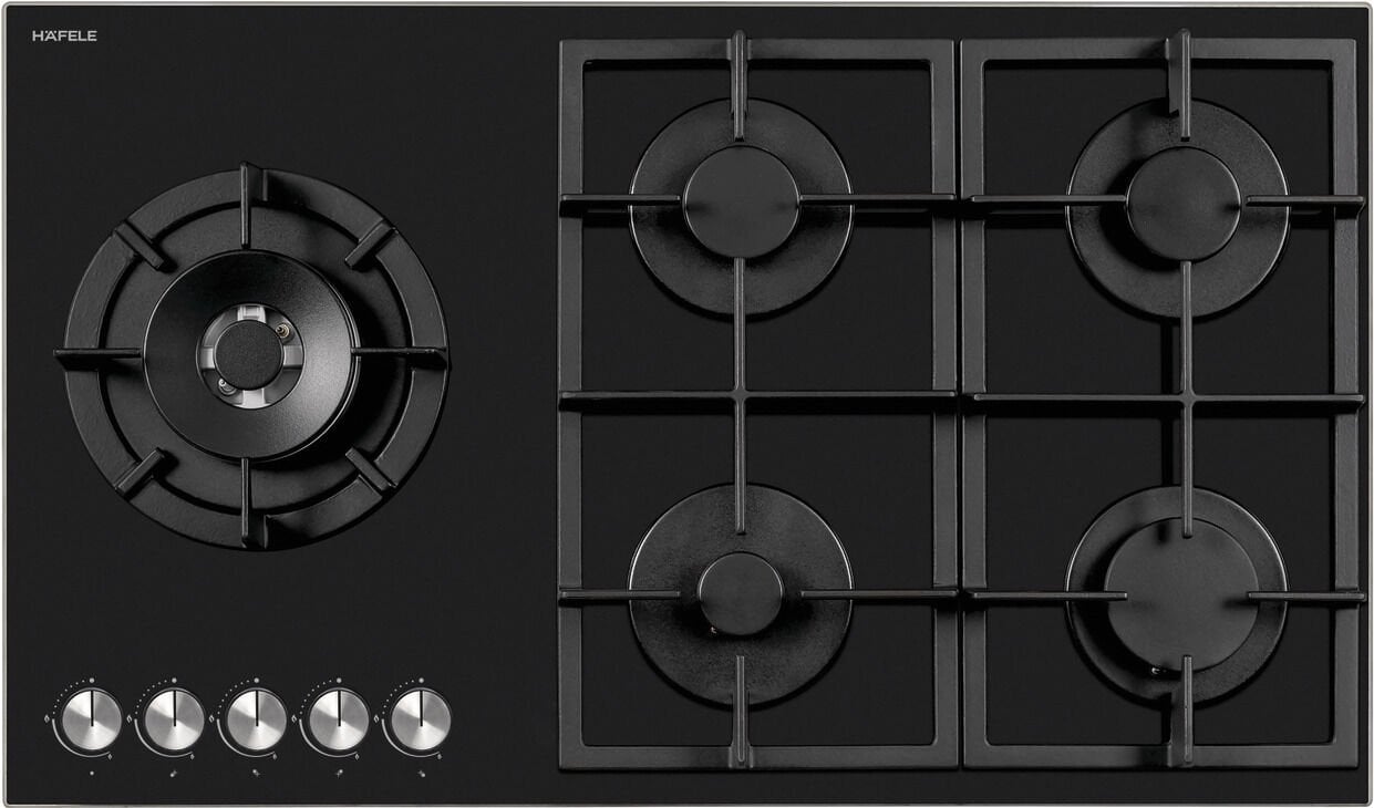 GOURMET Ocak gazlı 90cm 4G1W siyah cam